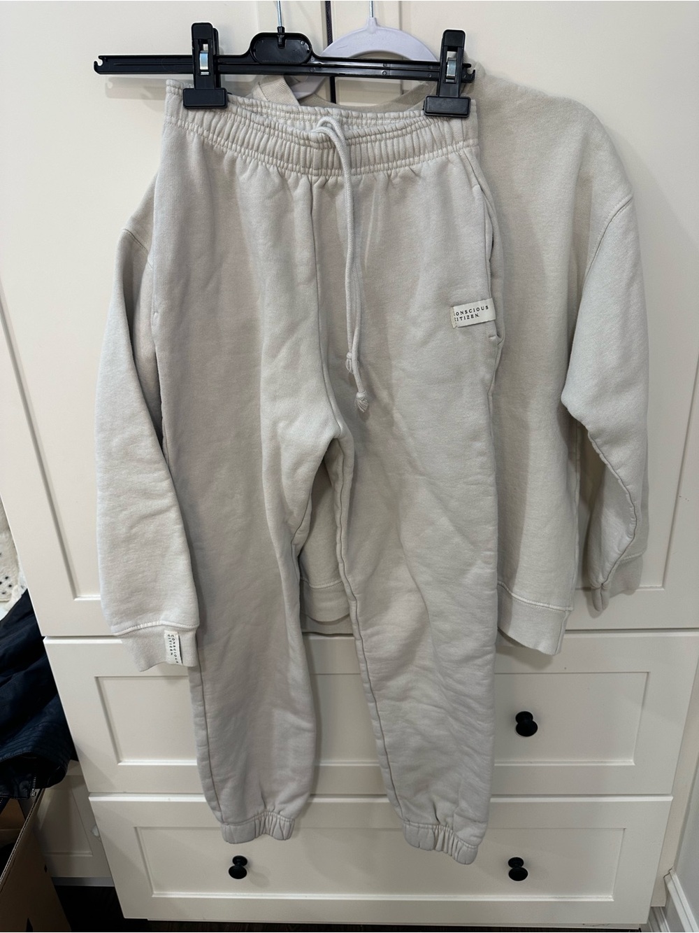 Cotton Citizen Cream Lounge Sweatpants and Hoodie Set